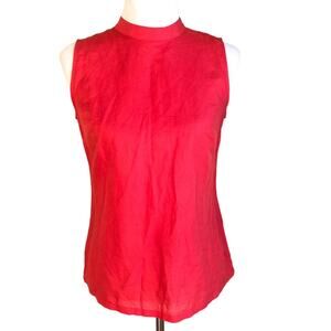 Banana Republic linen blend sleeveless button back shell sz xs in bright red